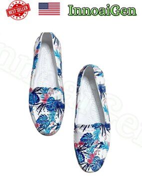 Floafers Country Club Driver White Tropical Floral EVA Loafers Women's Size 8